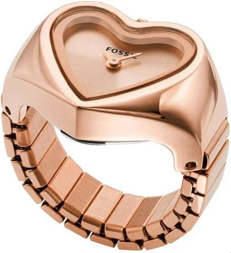 Fossil Watch Ring Analog Rose Gold Dial Women Watch ES5270 Size Free