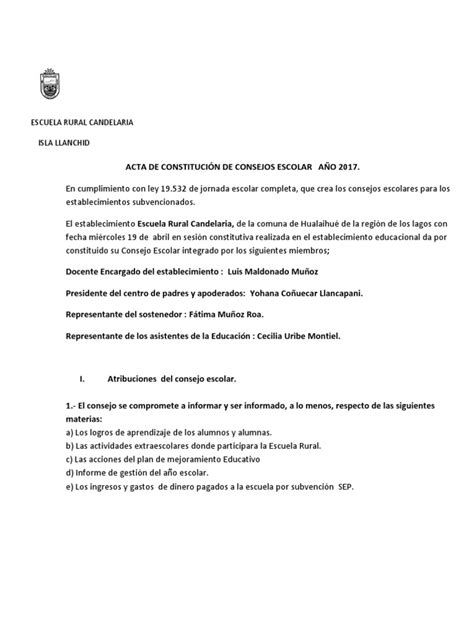 Actas Consejo Escolar 2017 Política Gobierno