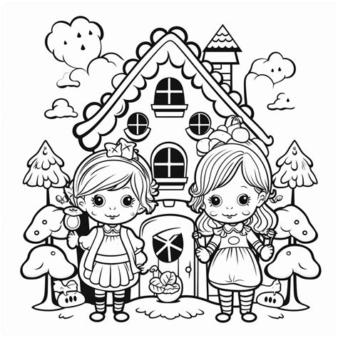 Hänsel und Gretel am Hexenhäuschen Kinder Märchenwelt Malifant de