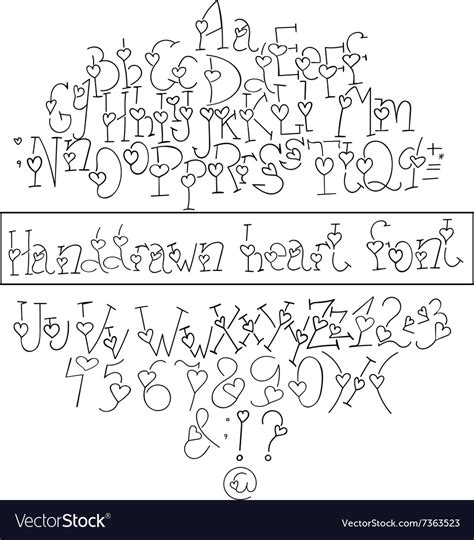 Hand drawn heart font Royalty Free Vector Image