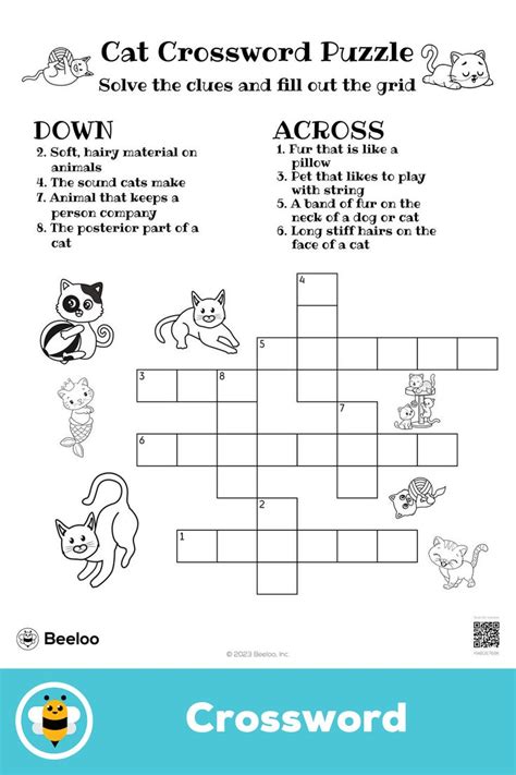 Cat Crossword Puzzle | Crossword puzzle, Puzzle solving, Crossword