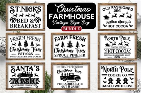 Vintage Christmas Sign Svg Bundle Graphic By Craftsvg Creative Fabrica