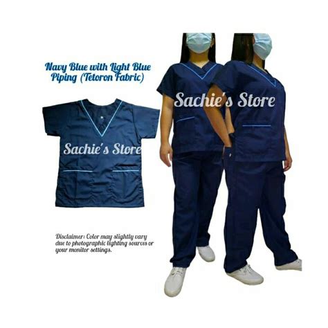 Medical Uniform Unisex Navy Blue Wlight Blue Scrub Suit Vneck Tetoron Scrubsuit Shopee