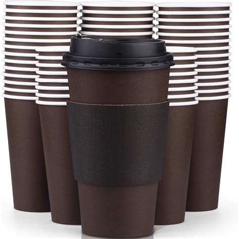 Promora Pack Disposable Coffee Cups With Lids Oz Quality Oz