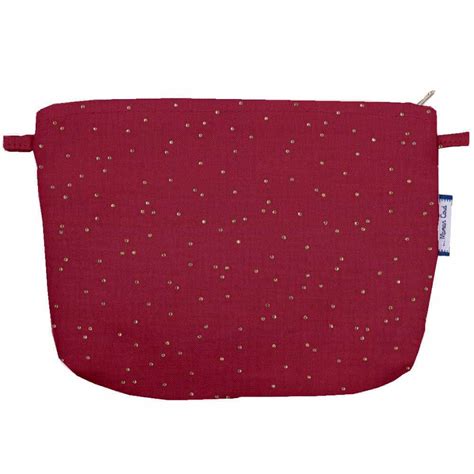 Pochette Tissu Gaze Pois Or Grenat Papa Pique Et Maman Coud