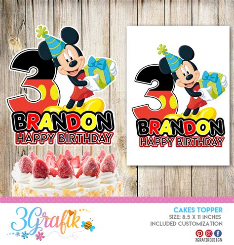 Mickey Mouse Cake Topper Mickey Mouse Birthday Cake Topper