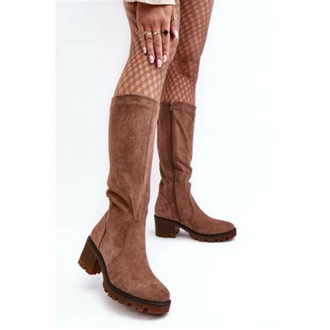 Kesi Women S Over The Knee Boots With Low Heels Brown Beveta Eponuda