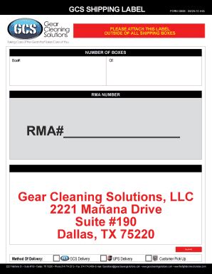 Fillable Online Shipping Label Gear Cleaning Solutions Fax Email