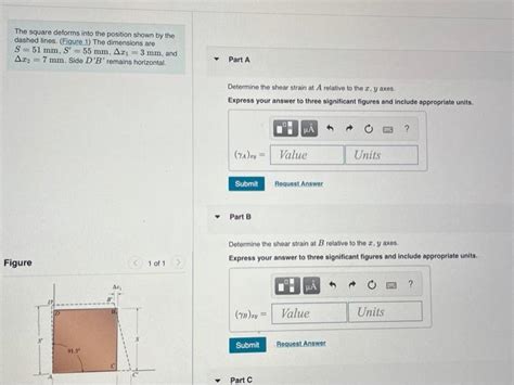 Solved The Square Deforms Into The Position Shown By The Chegg