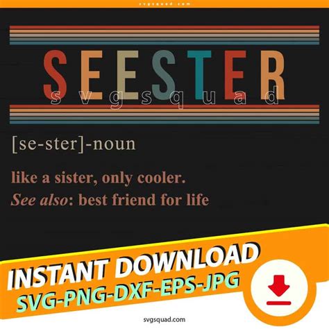 Funny Seester Noun Definition Svg Png Sister Gift Digital File