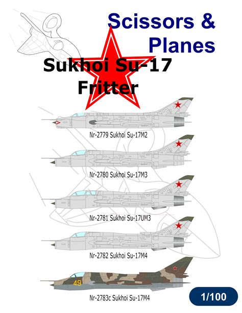 1/100 Sukhoi Su-17 Fitter (5) Kit Bundle Paper Model - EcardModels