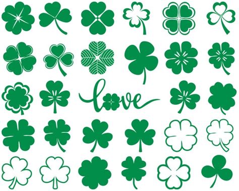 Patricks Day Clover Svg Dxf Png Silhouette Trefoil Clipart Shamrock