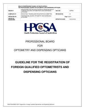 Fillable Online Registration Of Foreign Qualified Optometrists And