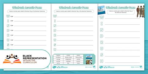 Windrush Acrostic Poem Activity Teacher Made Twinkl