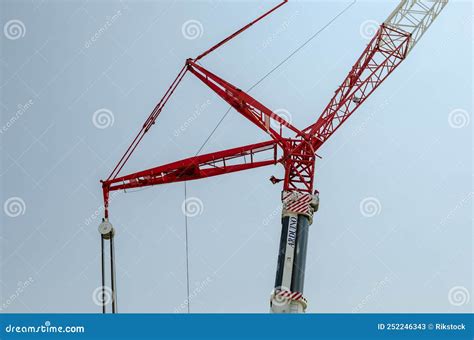 Tower Crane On A Construction Site For Moving Materials With Exceptional Capacities Works