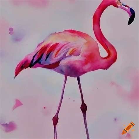 Abstract Watercolor Of Two Vibrant Pink Flamingos On Craiyon