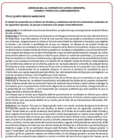 Adendum No Contrato De Cuentas Corrientes Ahorros Y Bac