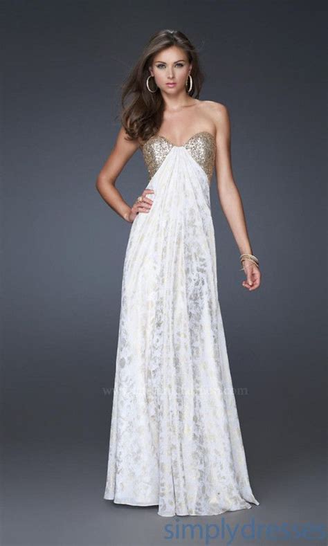 Beautiful Long White Dresses Formal Dress With Gold Accent Dresses