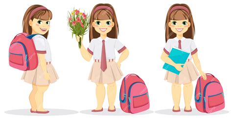 Premium Vector Schoolgirl With Backpack