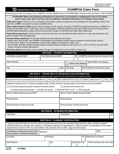 Va Form 10 7959a Fill Out Sign Online And Download Fillable Pdf