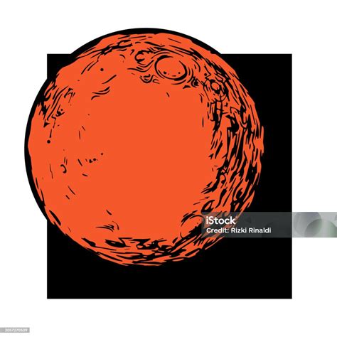 Vintage Retro Red Mars Planet Symbol For Space Science Illustration