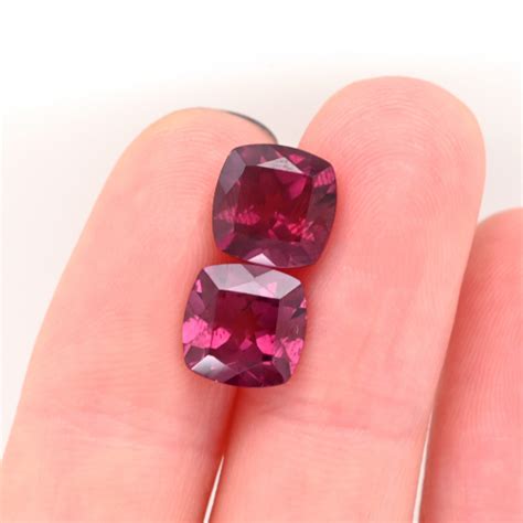 Raspberry Garnet Cushion Mm Matching Pair Approximately Carat