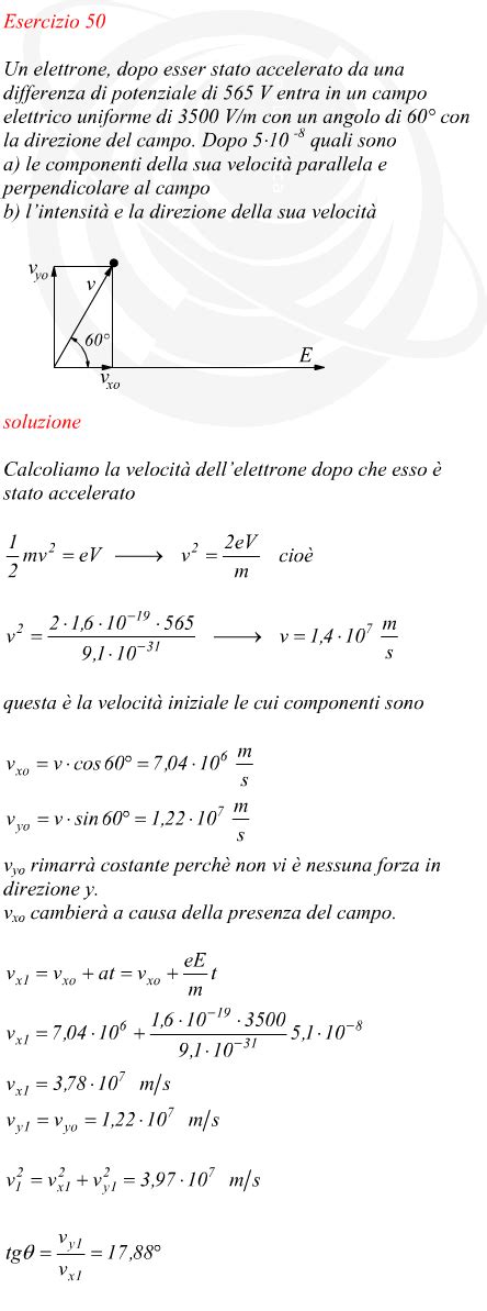 Velocità di un elettrone in un campo elettrico