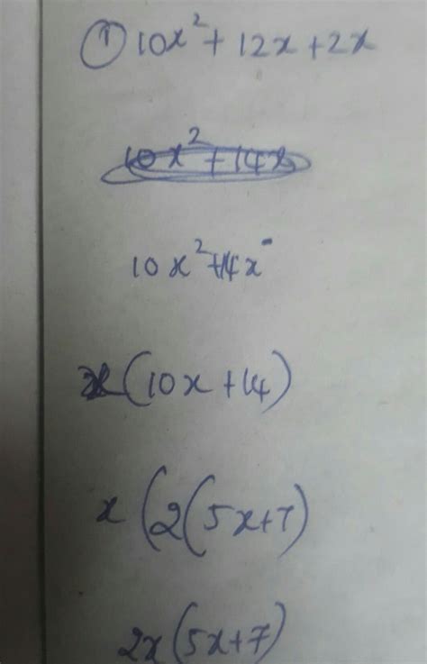 10x² 12x 2x factorise Brainly in