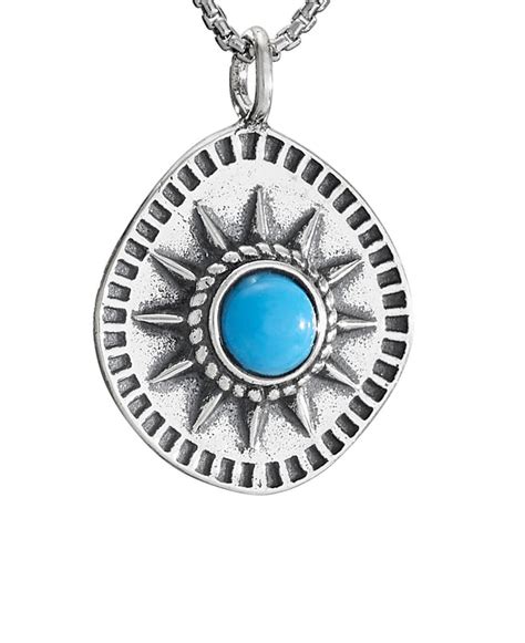 Turquoise Sun Pendant Necklace Cultural Elements