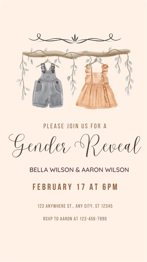 Baby Gender Reveal Party Invitation Gender Reveal Electronic Gender