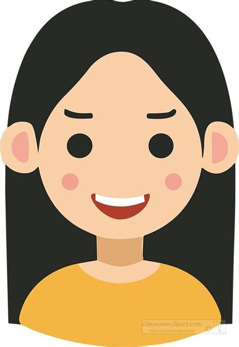 Faces Clipart Girl With Long Black Hair And A Big Smile