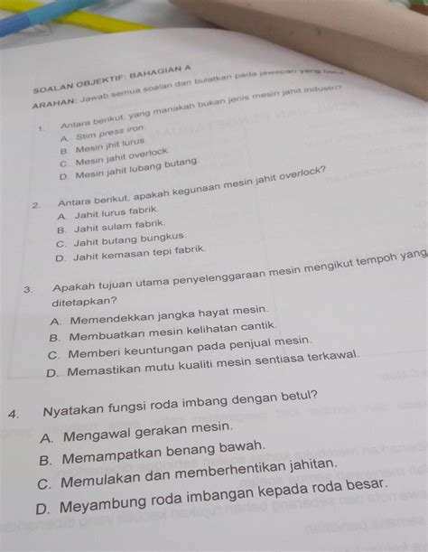 Selesai Soalan Objektif Bahagian A Arahan Jawab Semua Soalan Dan