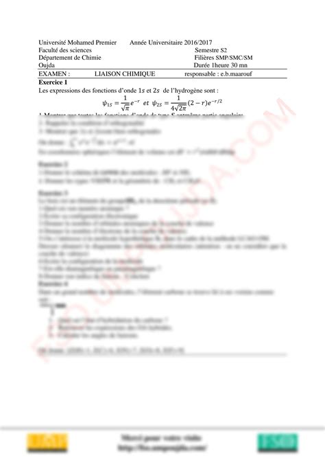 Solution Liaisons Chimique Examen Studypool