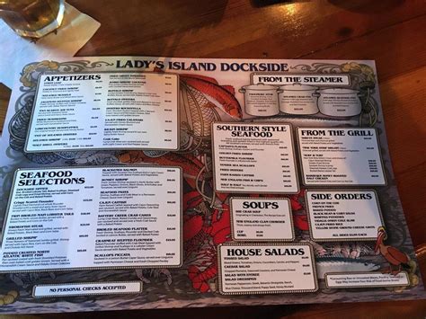 Menu At Ladys Island Dockside Restaurant Beaufort 71 Sea Island Pkwy