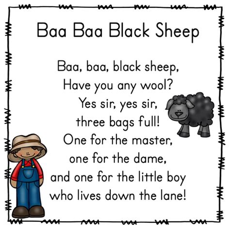 Pocket Chart Poem Baa Baa Black Sheep Nursery Rhyme Made By Teachers