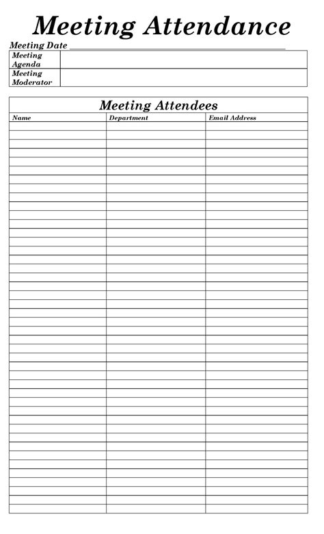 Meeting Sign in Sheet, Editable Sign up Form Template, Printable Sign up Page Layout, Contact ...