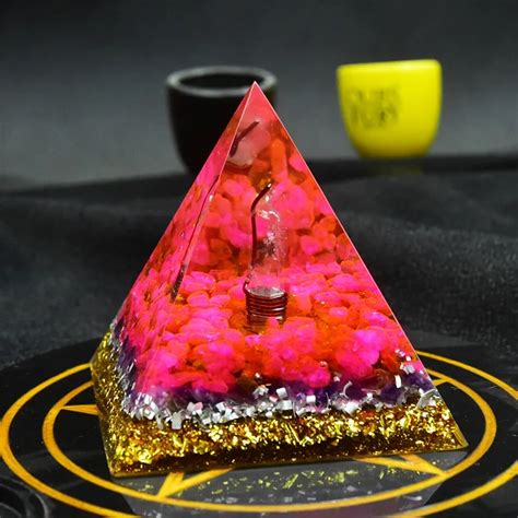 New Orgonite Wrath Of The Red Soul Energy Crystal Pillar Pyramid