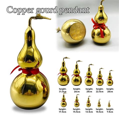 Chinese Brass Feng Shui Gourd Wu Lou Wu Lu Health Buddhist Good Luck