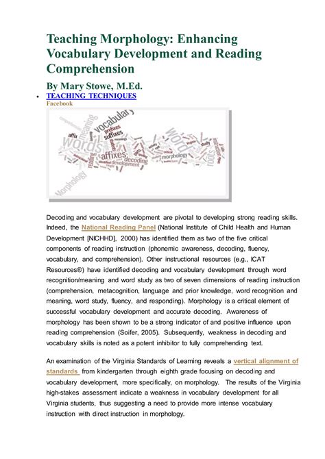 Teaching Morphology Enhancing Vocabulary Development And Reading