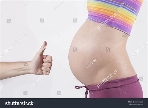 Hand Okay Tummy Naked Pregnant Woman Stock Photo Edit Now 242017390