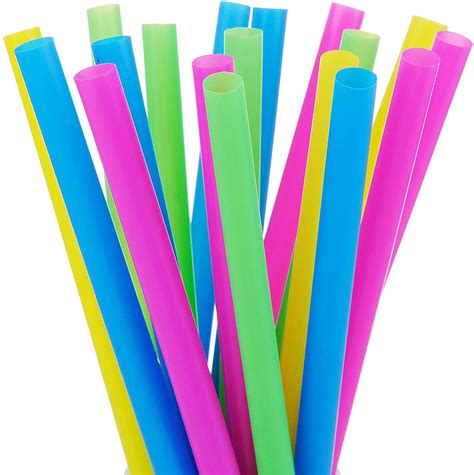 Happon Pcs Jumbo Smoothie Straws Colorful Disposable Plastic Large