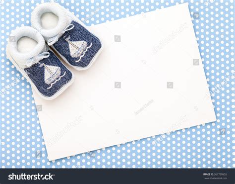 Baby Invitation Card Blue Shoes On Stock Photo (Edit Now) 367750955