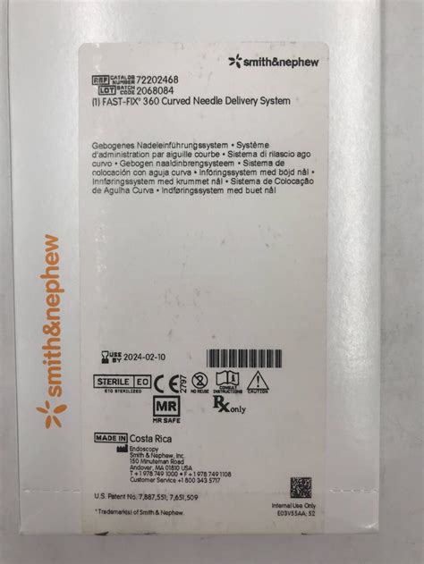 Smith Nephew 72202468 Fast Fix 360 Curved Needle Delivery System X