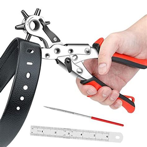 AIRAJ PRO Leather Hole Punch Belt Puncher Heavy Duty With 6 Holes