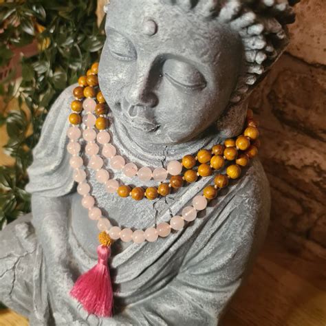 Rose Quartz And Sandalwood Mala Bead With Tassel By Healing Hands Studio