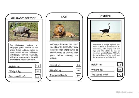 Animal Top Trumps Game – English Esl Powerpoints For For Top Trump Card ...