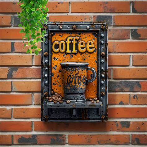 Vintage Metal Coffee Sign Rustic Wall Art Home Cafe Bar Temu