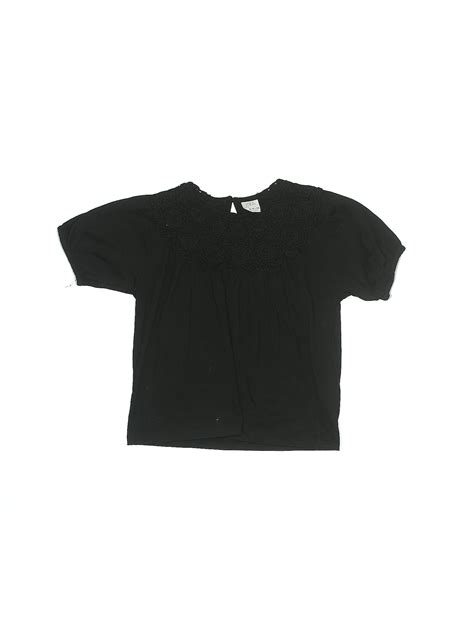 Zara Solid Black Short Sleeve Blouse Size 11 12 53 Off Thredup