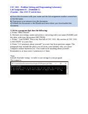 Lab Docx Csc Problem Solving And Programming Laboratory Lab
