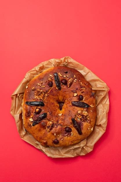 Premium Photo Typical Portuguese Fruit Cake Bolo Rainha On Paper